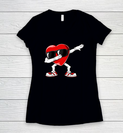 Dabbing Heart Funny Gifts Mens Kids Boys Valentines Day Women's V-Neck T-Shirt