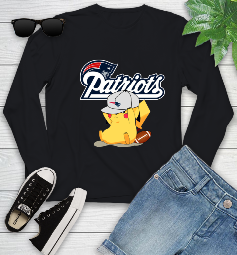 NFL Pikachu Football Sports New England Patriots Youth Long Sleeve 2