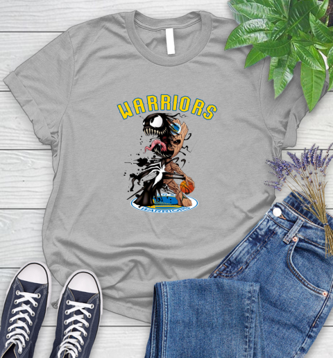 NBA Golden State Warriors Basketball Venom Groot Guardians Of The Galaxy Women's T-Shirt 5
