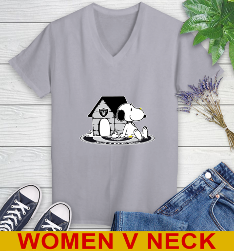 NFL Football Oakland Raiders Snoopy The Peanuts Movie Shirt Women's V-Neck T-Shirt 5