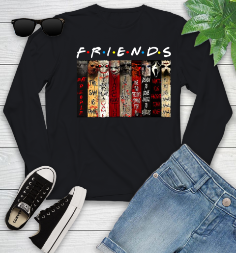 Friends Halloween Horror Characters Signatures Youth Long Sleeve