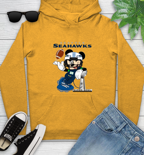 NFL Seattle Seahawks Mickey Mouse Disney Super Bowl Football T Shirt Youth Hoodie 3