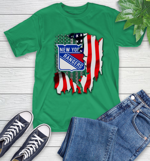 New York Rangers NHL Hockey American Flag T-Shirt 7