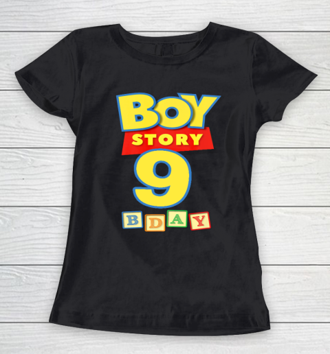 Toy Blocks Boy Story 9 Year Old Birthday Women's T-Shirt