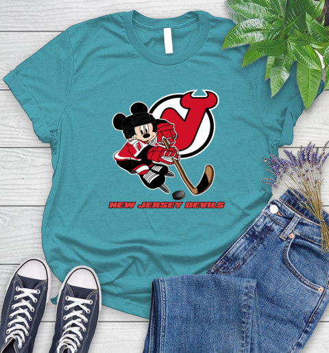 NHL New Jersey Devils Mickey Mouse Disney Hockey T Shirt Women's T-Shirt 12