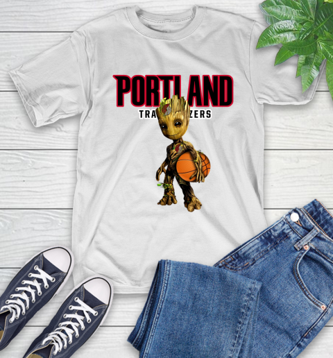 Portland Trail Blazers NBA Basketball Groot Marvel Guardians Of The Galaxy T-Shirt
