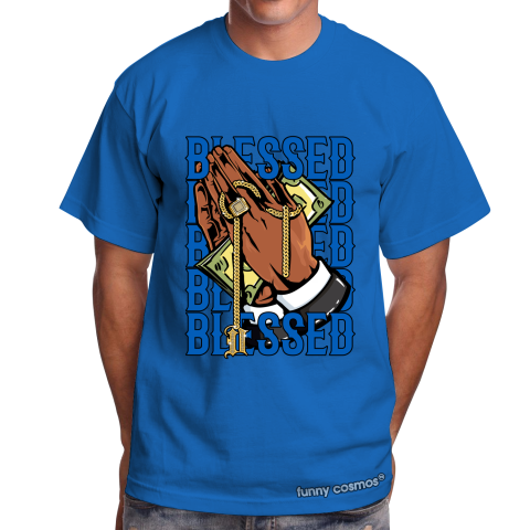 Air Jordan 1 Game Royal Matching Sneaker Tshirt Drake Blessed Blue and White Jordan Tshirt