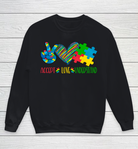 Autism Awareness Peace Love Autism Youth Sweatshirt