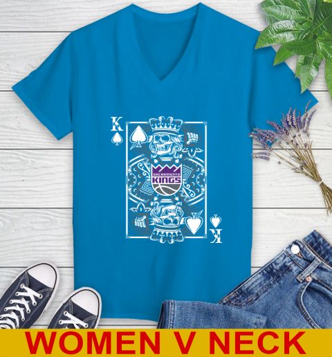 Sacramento Kings NBA Basketball The King Of Spades Death Cards Shirt Women's V-Neck T-Shirt 7