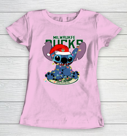 Milwaukee Bucks NBA noel stitch Basketball Christmas Women's T-Shirt 6