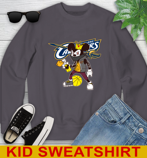Cleveland Cavaliers NBA Basketball Mickey Peace Sign Sports Youth Sweatshirt 6