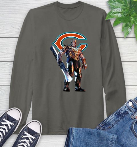 NFL Thanos Gauntlet Avengers Endgame Football Chicago Bears Long Sleeve T-Shirt 8