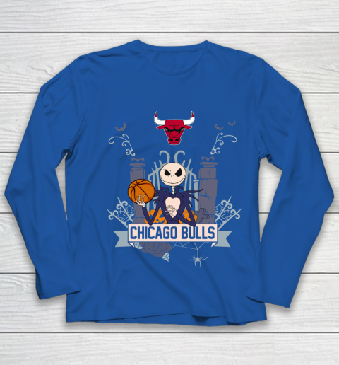 NBA Chicago Bulls Basketball Jack Skellington Halloween Youth Long Sleeve 7