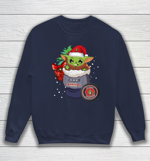Ottawa Senators Christmas Baby Yoda Star Wars Funny Happy NHL Sweatshirt 3