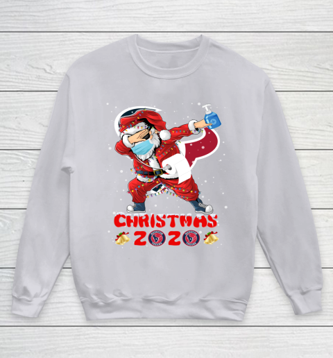 Houston Texans Funny Santa Claus Dabbing Christmas 2020 NFL Youth Sweatshirt 3