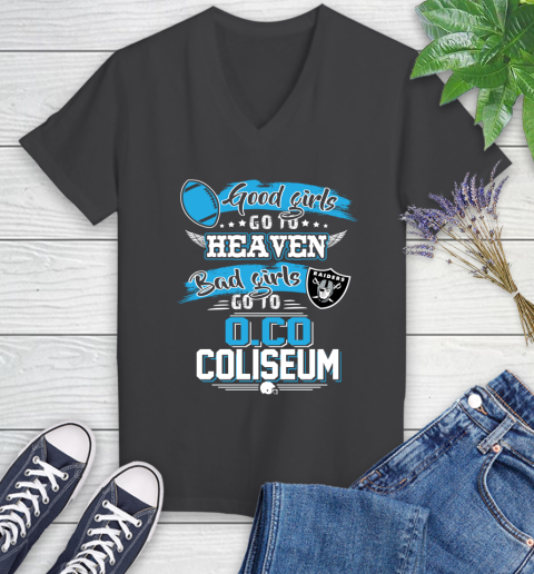 Oakland Raiders NFL Bad Girls Go To O.Co Coliseum Shirt Women's V-Neck T-Shirt 8