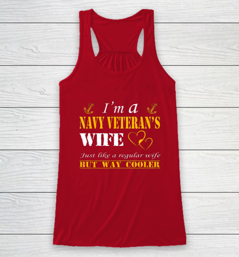 Womens I am a Navy veterans wife t shirt Navy veteran Racerback Tank 4