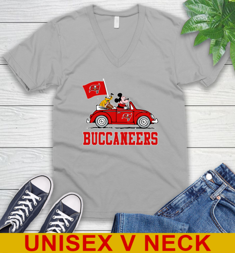 NFL Football Tampa Bay Buccaneers Pluto Mickey Driving Disney Shirt V-Neck T-Shirt 4