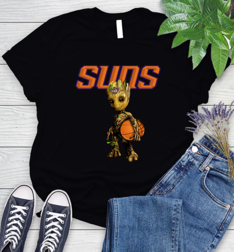Phoenix Suns NBA Basketball Groot Marvel Guardians Of The Galaxy Women's T-Shirt 2