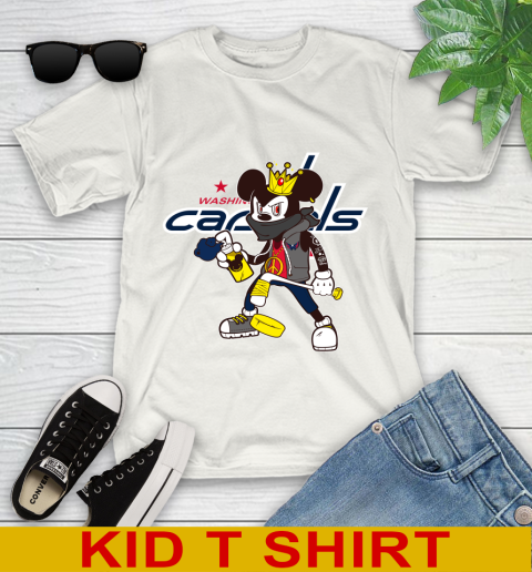 Washington Capitals NHL Hockey Mickey Peace Sign Sports Youth T-Shirt