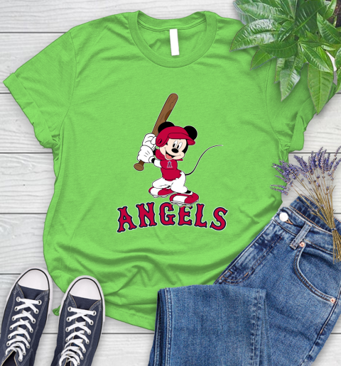 MLB Baseball Los Angeles Angels Cheerful Mickey Mouse Shirt Women's T-Shirt 10