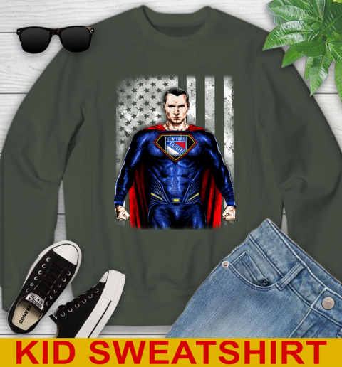 NHL Hockey New York Rangers Superman DC Shirt Youth Sweatshirt 8