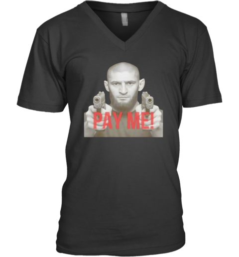Khamzat Chimaev Gun Pay Me Premium V-Neck T-Shirt