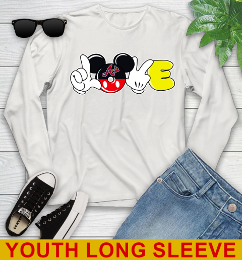 Atlanta Braves MLB Baseball Love Mickey Disney Sports Youth Long Sleeve 12