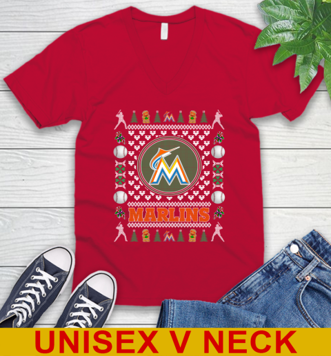 Miami Marlins Merry Christmas MLB Baseball Loyal Fan V-Neck T-Shirt 6