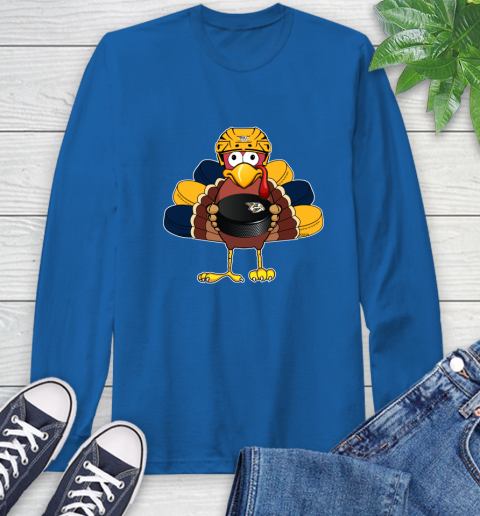 Nashville Predators Turkey Thanksgiving Day Long Sleeve T-Shirt 9