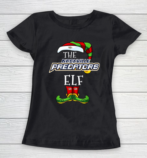 Nashville Predators Christmas ELF Funny NHL Women's T-Shirt