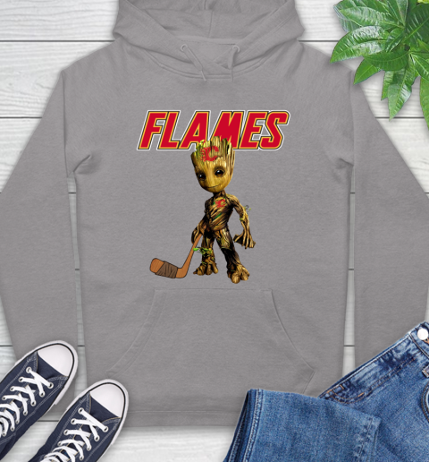 Calgary Flames NHL Hockey Groot Marvel Guardians Of The Galaxy Hoodie 6