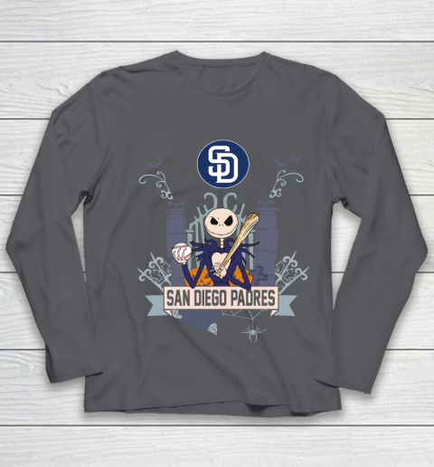 MLB San Diego Padres Baseball Jack Skellington Halloween Youth Long Sleeve 6
