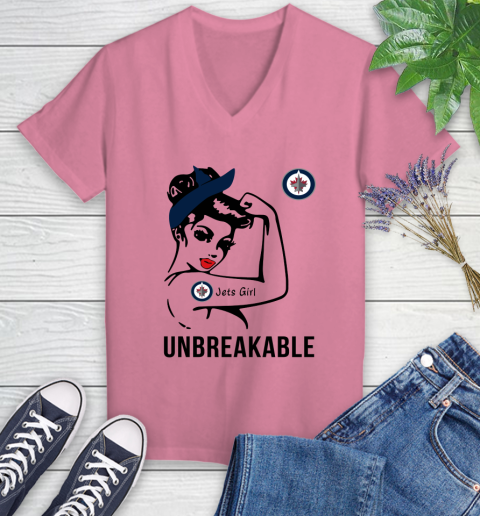 NHL Winnipeg Jets Girl Unbreakable Hockey Sports Women's V-Neck T-Shirt 8