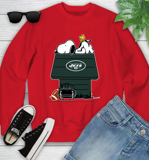 New York Jets NFL Football Snoopy Woodstock The Peanuts Movie Youth Sweatshirt 9