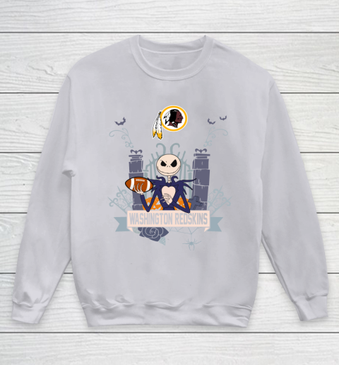 NFL Washington Redskins Football Jack Skellington Halloween Youth Sweatshirt 3