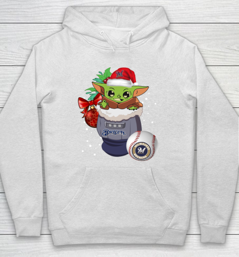 Milwaukee Brewers Christmas Baby Yoda Star Wars Funny Happy MLB Hoodie