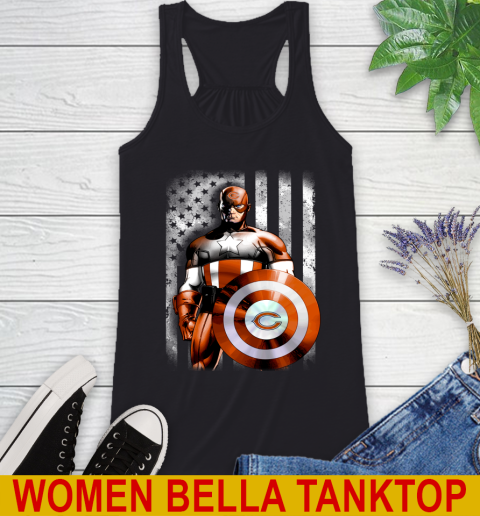Chicago Bears NFL Football Captain America Marvel Avengers American Flag Shirt Racerback Tank