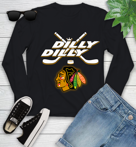 NHL Chicago Blackhawks Dilly Dilly Hockey Sports Youth Long Sleeve 2
