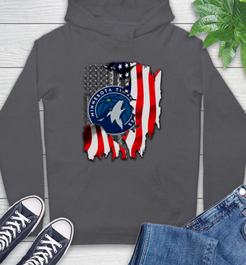 Minnesota Timberwolves NBA Basketball American Flag Hoodie 7