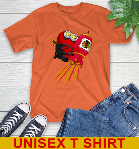 NHL Hockey Chicago Blackhawks Deadpool Minion Marvel Shirt T-Shirt 4