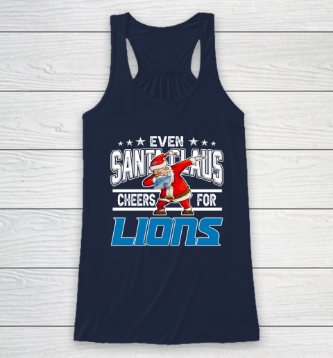 Detroit Lions Even Santa Claus Cheers For Christmas NFL Racerback Tank 8