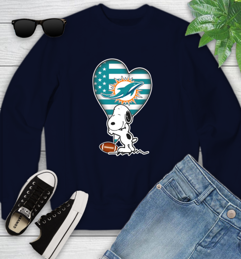 Miami Dolphins NFL Football The Peanuts Movie Adorable Snoopy Youth Sweatshirt 3