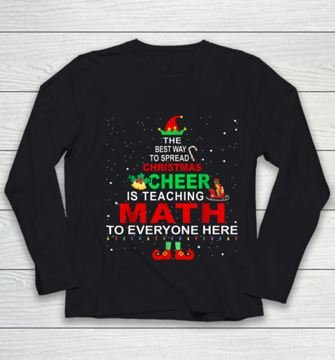 Math Teacher Christmas Shirt Elf Christmas Youth Long Sleeve
