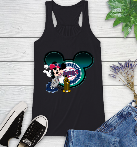 MLB Minnesota Twins The Commissioner's Trophy Mickey Mouse Disney Racerback Tank 2