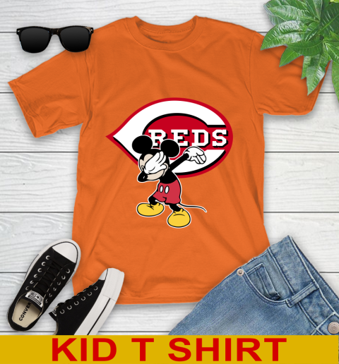 Cincinnati Reds MLB Baseball Dabbing Mickey Disney Sports Youth T-Shirt 7