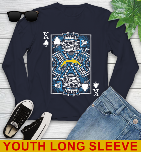 Los Angeles Chargers NFL Football The King Of Spades Death Cards Shirt Youth Long Sleeve 2