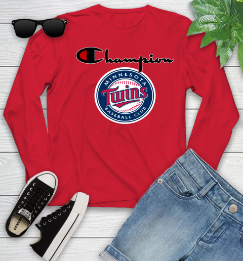 MLB Baseball Minnesota Twins Champion Shirt Youth Long Sleeve 9