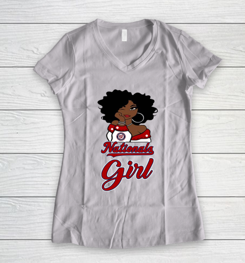 Washington Nationalss Girl MLB Women's V-Neck T-Shirt 2