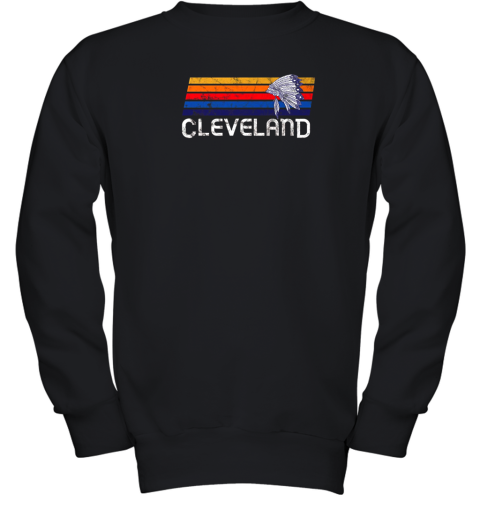 Retro Cleveland Shirt Native American Baseball Skyline Youth Sweatshirt